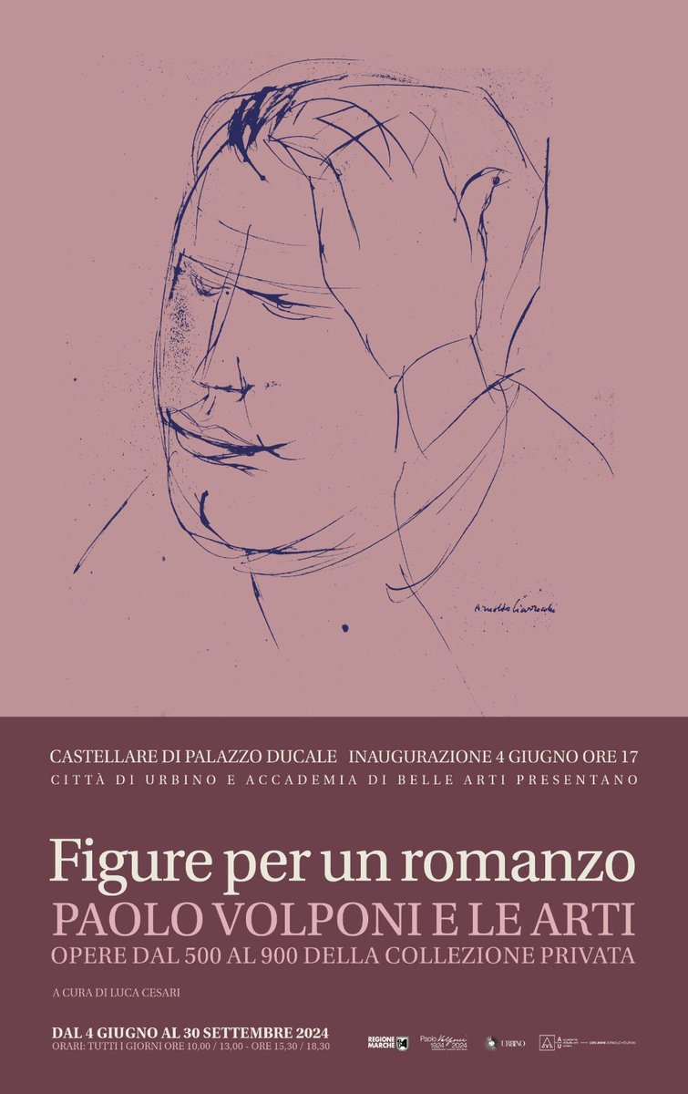 teleduemila's tweet photo. “FIGURE PER UN ROMANZO. PAOLO VOLPONI E LE ARTI. OPERE DAL 500 AL 900 DELLA COLLEZIONE PRIVATA”
Sale del Castellare di Palazzo Ducale di Urbino
4 giugno – 30 settembre 2024 https://t.co/u88lVd4iDg