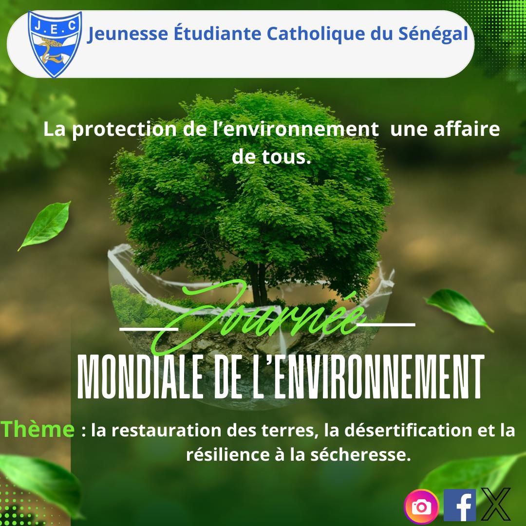 JOURNÉE MONDIALE DE L'ENVIRONNEMENT, la JEC du Sénégal s'engage pour la protection et la sauvegarde de l'environnement.
#WorldEnvironmentDay‌2024