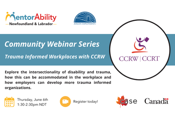 🌟 Join us for our upcoming webinar with Melanie Wells, Employment Facilitator at @ccrw

🗓️ Date: June 6th, 2024
🕒 Time: 1:30pm NDT

us06web.zoom.us/webinar/regist…

#DisabilityInclusion #TraumaInformed #Employment