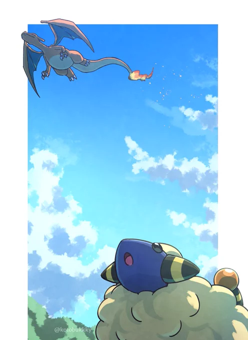 #Pokemon #ポケモンイラスト#メリープの日 #リザードンの日 