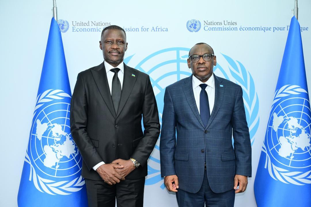 PHOTOS: Charles Karamba, the Rwandan ambassador to Ethiopia, presented his letters of credence to Claver Gatete, Executive Secretary of the UN Economic Commission for Africa (UNECA) on Wednesday, officially assuming the role as #Rwanda's Permanent Representative to <a href="/ECA_OFFICIAL/">ECA</a>.