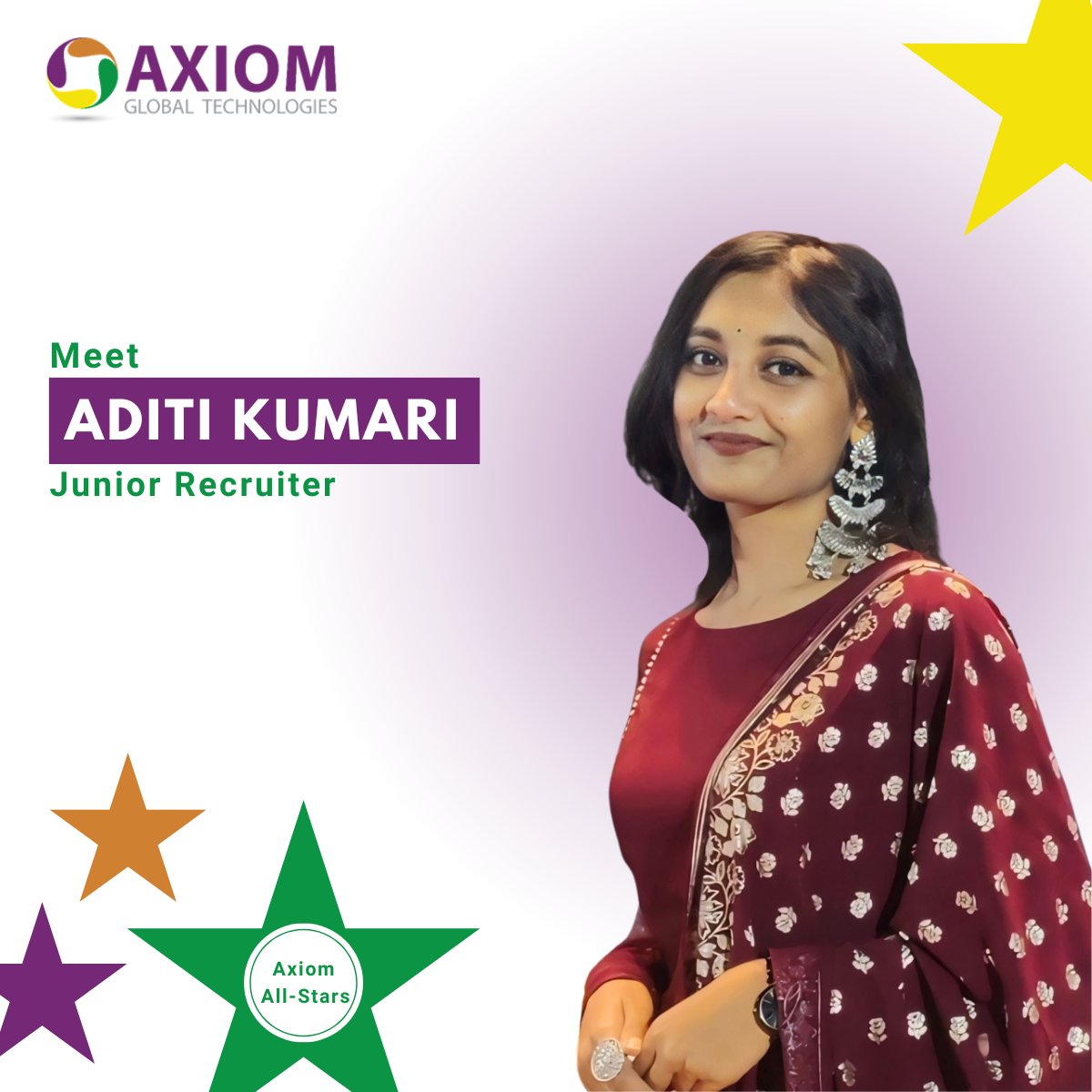 Axiom_Global's tweet photo. Meet ⭐Aditi Kumari⭐
From Hazaribagh, Jharkhand, Aditi brings her creativity and passion to her role at Axiom. Recognized by peers and driven by growth, she excels in her career while expressing her artistic side!🎨🏆
Read more here: https://t.co/t80Z2UwQEX
#AxiomAllStars https://t.co/H8yEQj1e7K