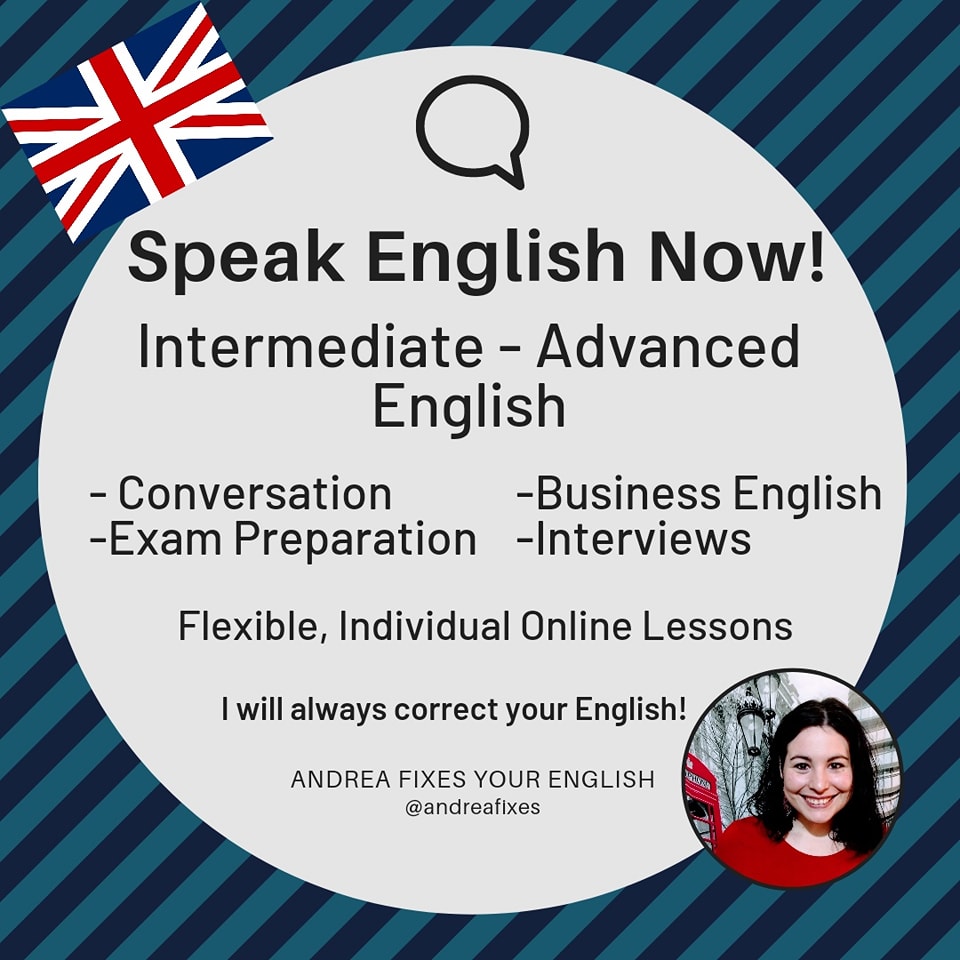 AndreaFixes's tweet photo. ✅Fix your #English with me in June!
✅Intermediate - Advanced
✅I will ALWAYS correct your mistakes!
Please share!🌟
#LearnEnglish #IELTS #TOEFL #inglés #EnglishTeacher #TOEIC #ESL #EFL #EnglishPractice #ingles #AndreaFixes #BritishEnglish #businessenglish #britishaccent https://t.co/Vm9ZDjUji3
