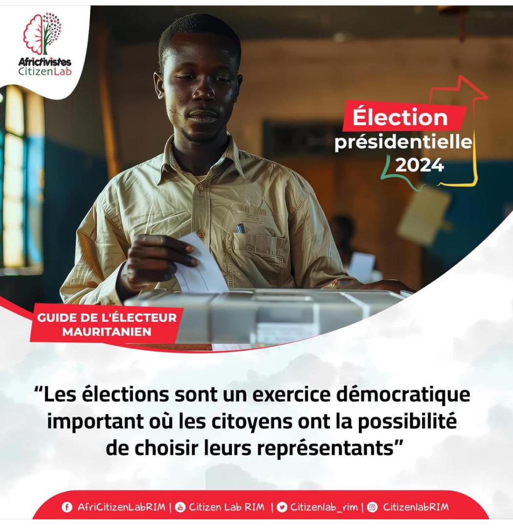 CitizenLab_RIM's tweet photo. 🌍Suivez la plateforme AfricTivistes Citizen Lab Mauritanie 🇲🇷 pour vous informer plus en détails sur le devoir citoyen de vote.
@cypher007 @awaseydoutra @maimounalo2 @AbdouJCisse @mashanubian

#citizenlabrim
#electionpresidentielle2024
#guideélecteur
#EngagementCitoyenDesJeunes https://t.co/RuOaq9XxLh