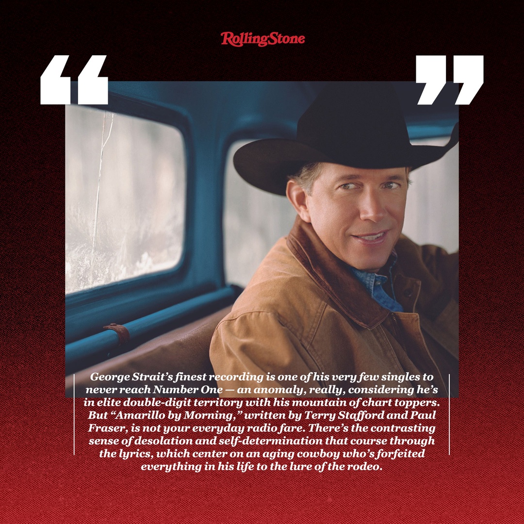 GeorgeStrait's tweet photo. .@RollingStone named “Amarillo By Morning” and “The Chair” two of their Greatest Country Songs of All Time! Only 7 shows left this year to hear them both live! 

Read here: https://t.co/FGNsE6WkIg https://t.co/I6lpzxbExD
