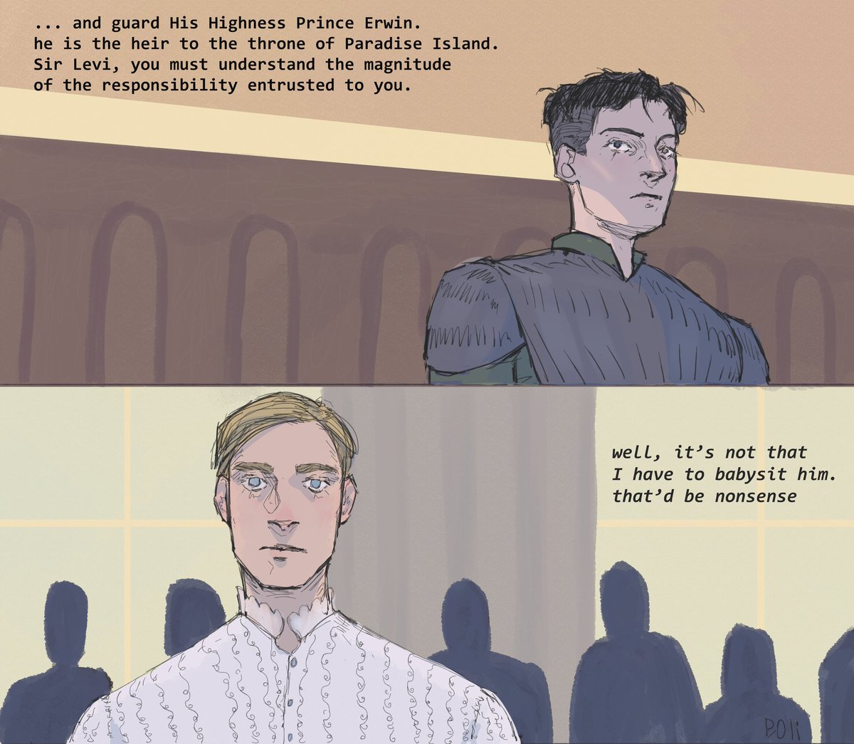 polvoli's tweet photo. #eruri

Цвет💘: @tikhiyveter

AU, где Эрвин - принц, а Леви - рыцарь, в конечном итоге посвятивший жизнь его защите.
И Эрвин тут помладше Леви будет https://t.co/TKTLipr74k