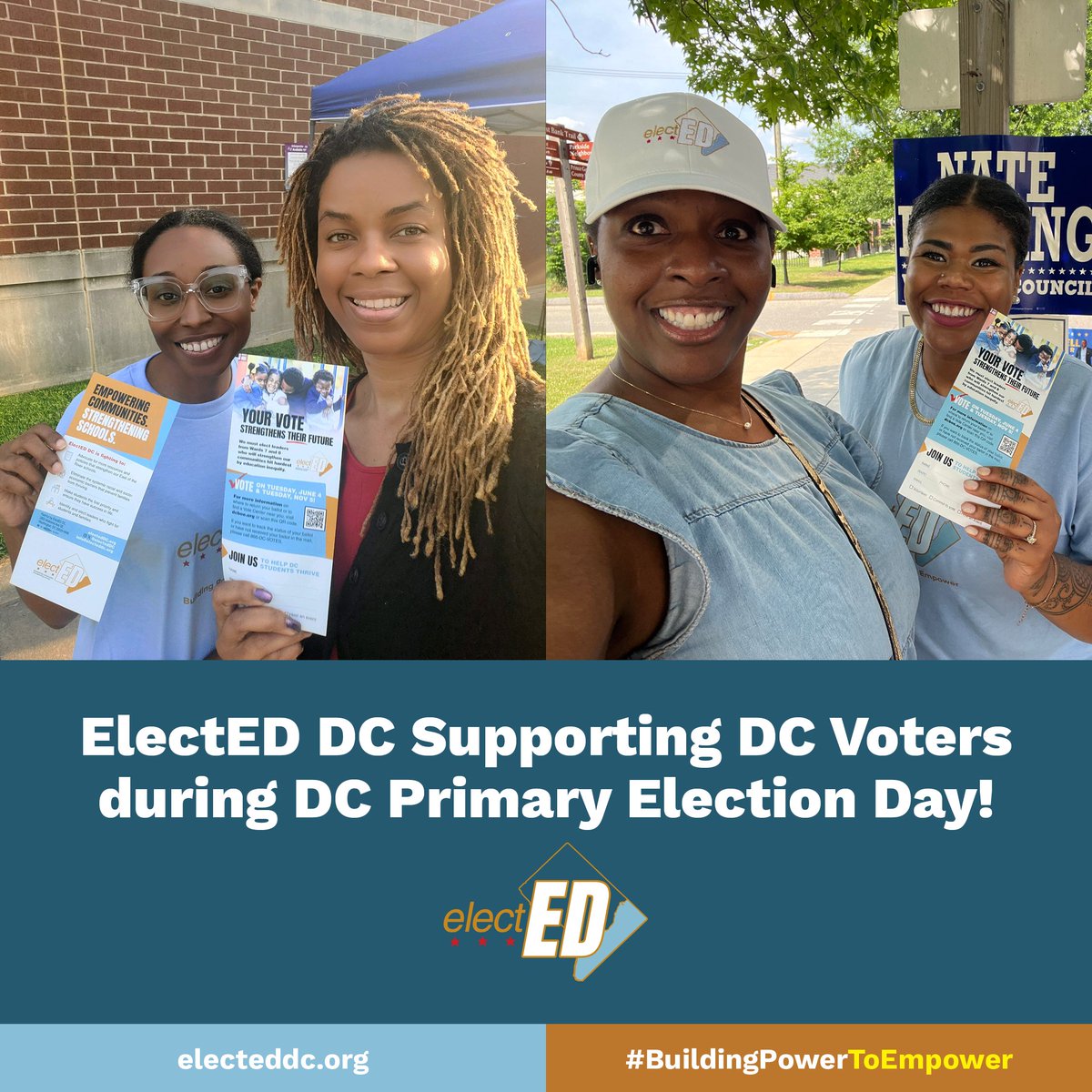 ElectEDdc's tweet photo. Yesterday, ElectED DC volunteers hit the streets of Wards 7 and 8, urging residents to use their power by participating in the DC Primary Election and remembering that education is on the ballots! 

#YourVoteMatters #DCPrimary #Vote2024 https://t.co/u0IUGVQKrE