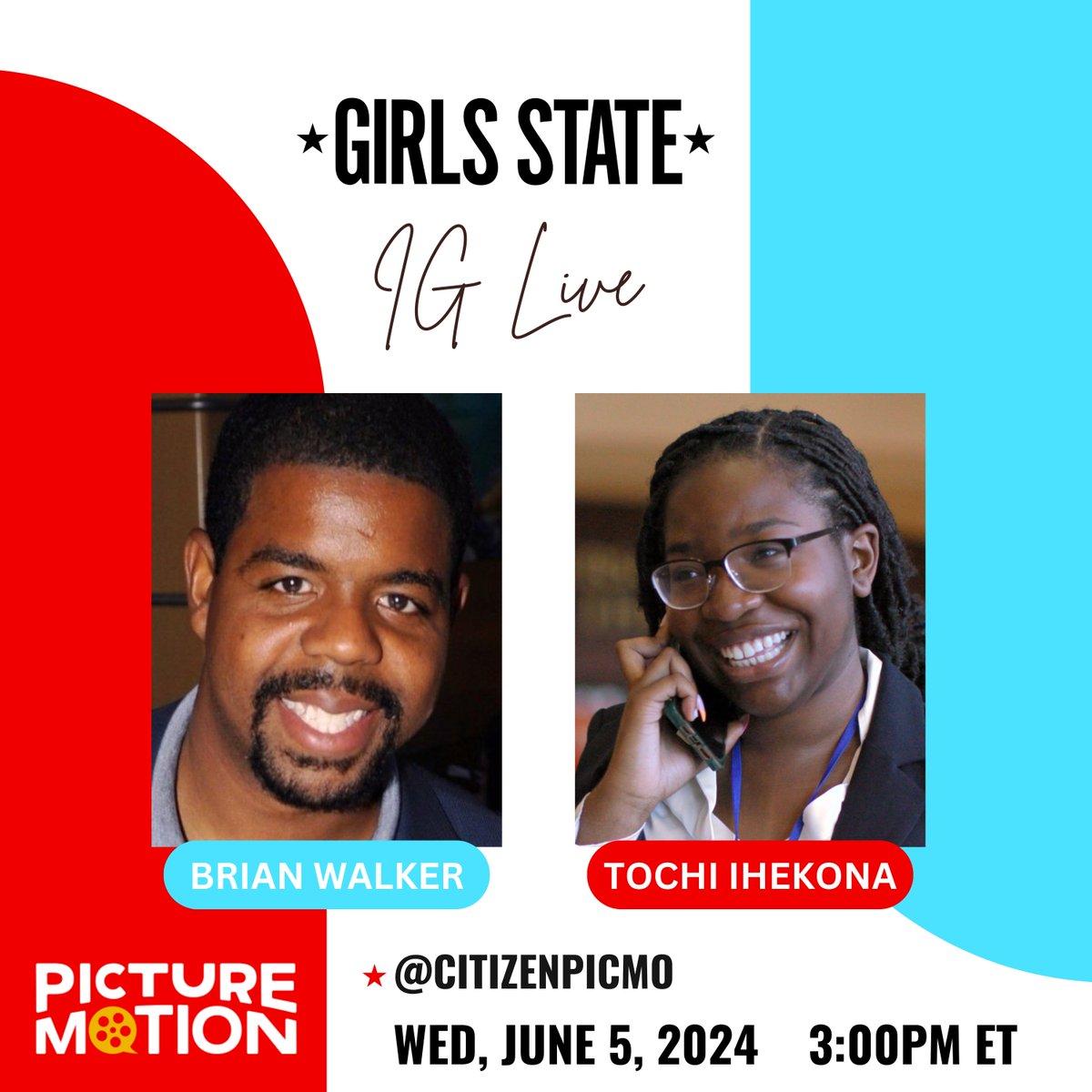 picturemotion__'s tweet photo. TODAY: ๐ฃ Join us for an IG LIVE at 3PM ET for "The Importance of Diversity in the Legal Sector: A Conversation Inspired by "Girls Stateโ with Picture Motion CEO Brian Walker + Tochi Ihekona!
๐บ๐ธWatch #GirlsState on @AppleTV. @HowardU @AppleFilms #HowardU #AppleFilms #HowardGrad https://t.co/pcxOwSUrfl