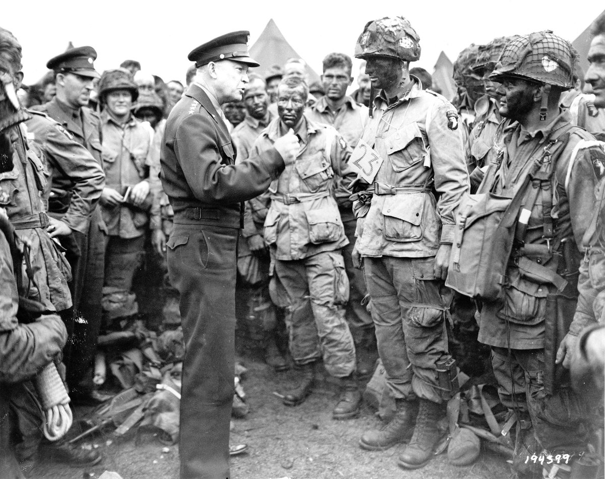 On this day 80 years ago General Dwight D. Eisenhower talks to members of the 101st Airborne Division just hours before the DDay invasion.