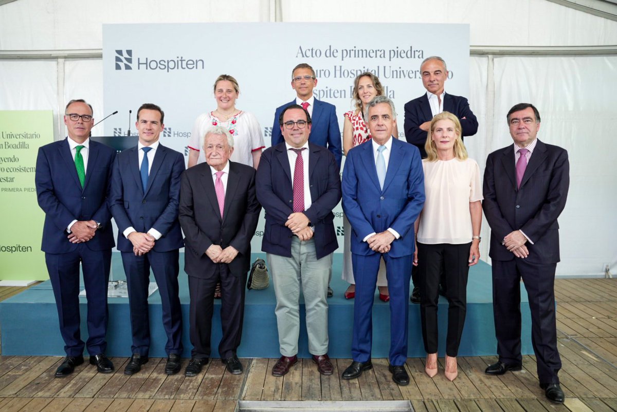 hospiten's tweet photo. 👏 Una maravillosa jornada, que marca el inicio de algo grande: 🏥Un complejo hospitalario que generará más de 800 nuevos empleos, y 350 durante su construcción. 45 especialidades médico-quirúrgicas, 17 quirófanos, 5 paritorios,  80 consultas externas y la tecnología más puntera completarán el nuevo Hospiten Boadilla. 

🩵 Seguimos trabajando por ofrecer el mejor cuidado y la atención sanitaria, siempre centrados en las personas. 

#HospitenBoadilla #Hospiten #ElTejidoQueNosUne