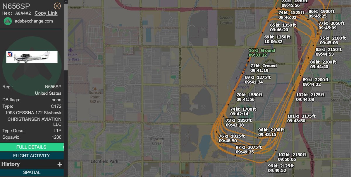 MarkChagalt's tweet photo. Once a complaint is submitted, @GlendaleAZ KGEU rolls out new planes to buzz homes: N188VE, N97811, N678WW, N656SP.

@AZAGMayes If no one is above the law, why is this continuing? @GovernorHobbs

@SecretaryPete @FAANews @DOJCrimDiv
@CivilRights @AttorneyGeneral

#azcentral
#news https://t.co/27teiQJTIX