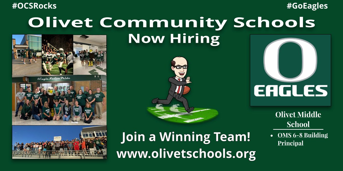 JohnWMertz's tweet image. Olivet Community Schools is looking for an outstanding leader to be the next Principal of Olivet Middle School 6-8. Join an amazing district and a fantastic administrative team! Find our more at olivetschools.org/page/employment
#OCSRocks