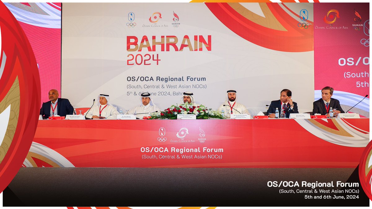 AsianGamesOCA's tweet photo. South, Central &amp; West Asia unite in Bahrain for the OS/OCA Regional Forum! 🇧🇭

Bahrain plays host to the OS/OCA Regional Forum, officially opened by OCA Director General Dr. Husain Al-Musallam. 

1/2 https://t.co/MOYcVvuMDc