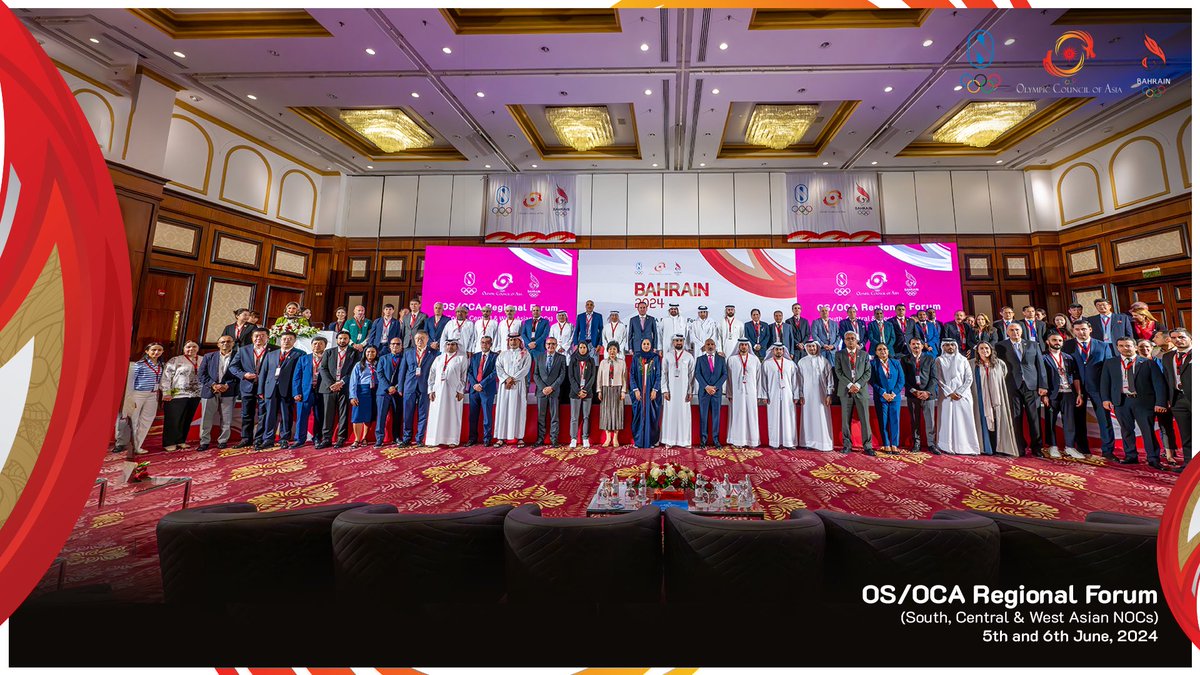 AsianGamesOCA's tweet photo. South, Central &amp; West Asia unite in Bahrain for the OS/OCA Regional Forum! 🇧🇭

Bahrain plays host to the OS/OCA Regional Forum, officially opened by OCA Director General Dr. Husain Al-Musallam. 

1/2 https://t.co/MOYcVvuMDc