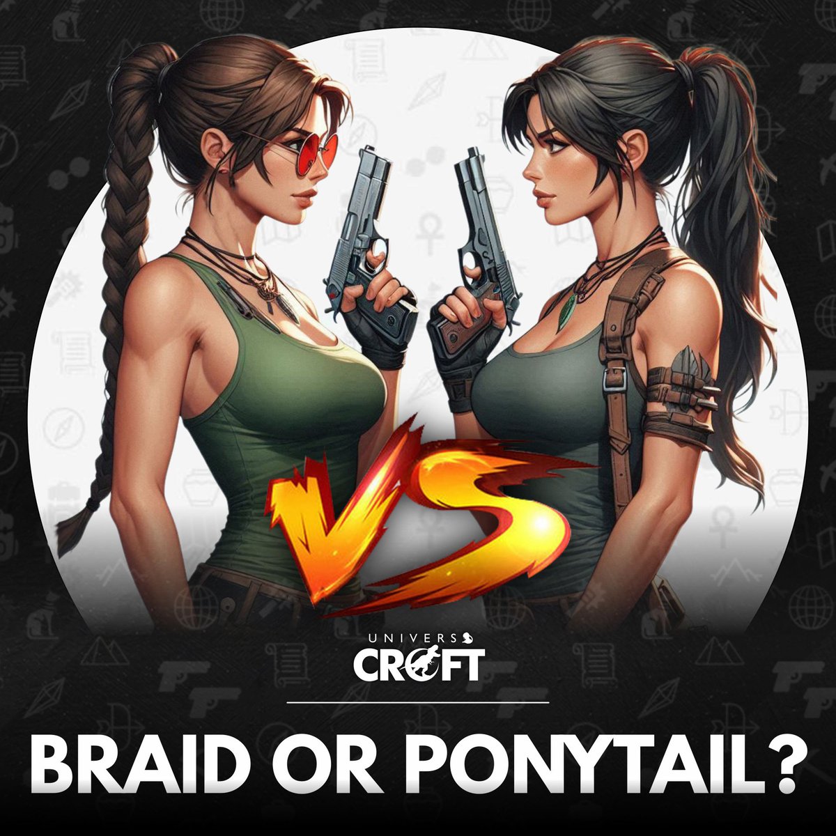 universocroft's tweet image. ⛓️#BRAID or 🐴#PONYTAIL? Make your choice 🔪 #TombRaider #LaraCroft