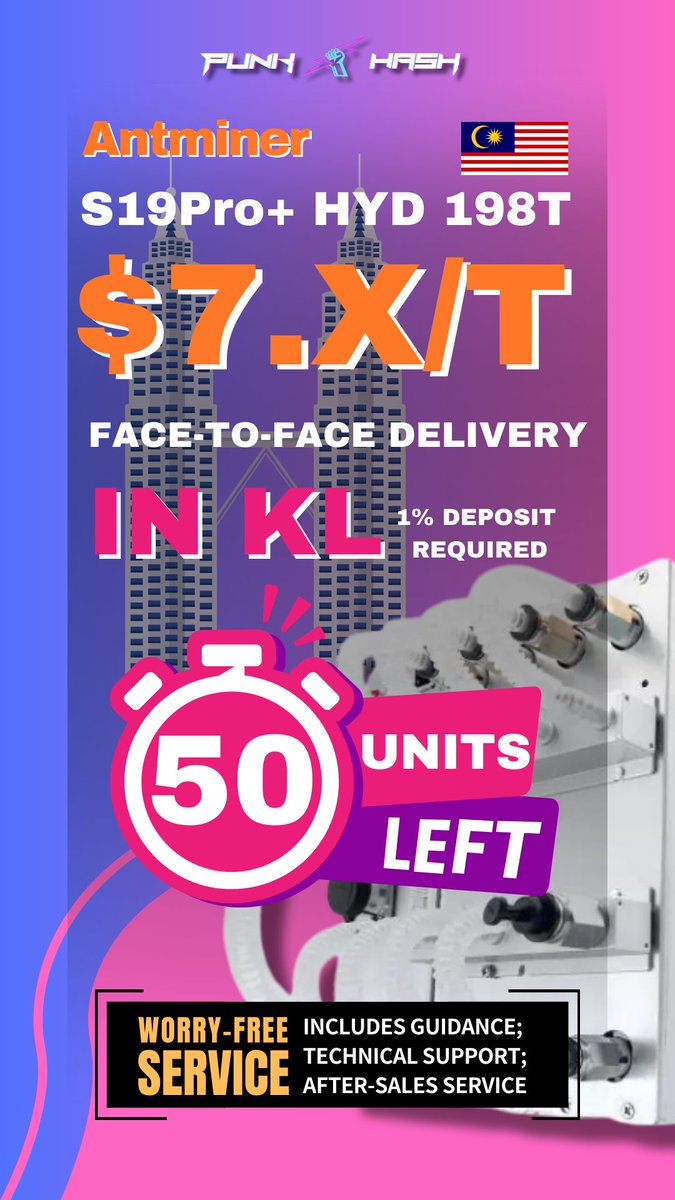 punkhashmining's tweet photo. Expensive? I've already reduced the price to the lowest!
Got concerns? Come to my office and pick up the goods in person!
Worried about after-sales? We're the only ones in MY who dare to give you with warranty!
#bitcoinminer #S19HYD #antminer #Punkhash #bitcoin #ASICMiner https://t.co/TNn29XkMsX