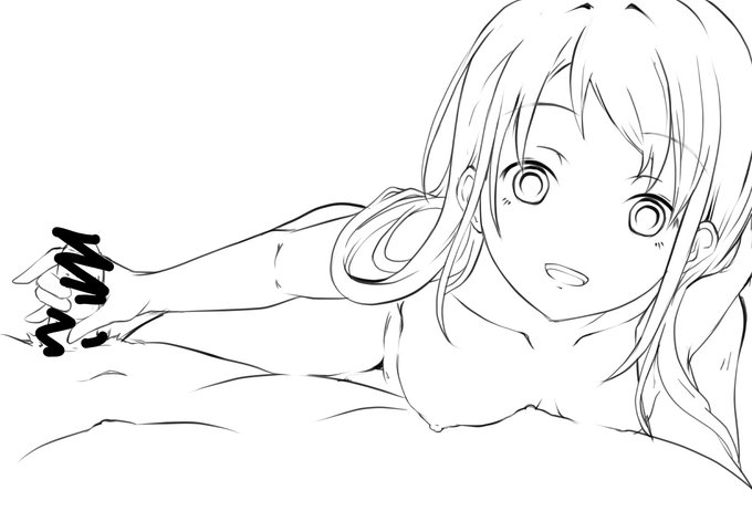 #皆さん線画と塗った後を見せてくださいさみちゃん手コキ絵線画と仕上がり 