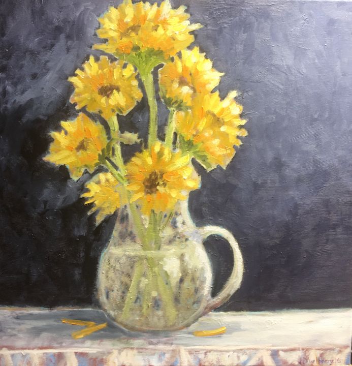 Art of the Day: "Sunflowers against Black Wall". Buy at: ArtPal.com/johnmulberry?i…