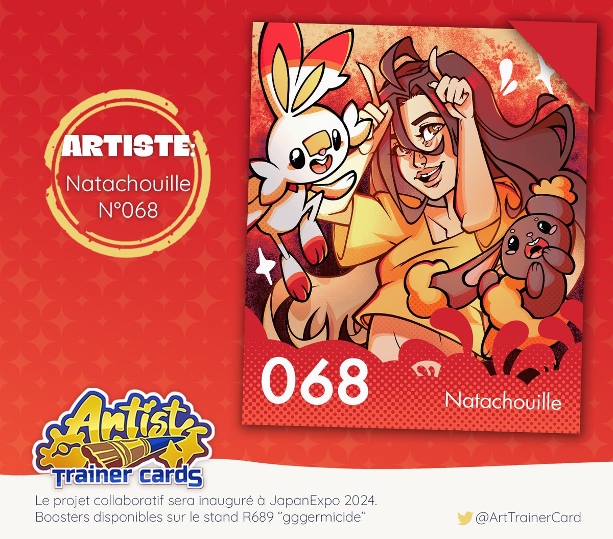 Projet "<a href="/ArtTrainerCard/">Artist Trainer Cards</a>" organisé par <a href="/gggermicide/">germi</a> !
Vous vous souvenez des cartes à collectionner dans le jeu Pokémon Epée / Bouclier, on a fait le même principe mais avec des artistes !
Voici ma carte avec évidement des pokémon lapins !!