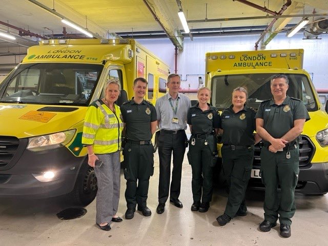 danielelkeles's tweet photo. Great to welcome, Em Wilkinson-Brice, Director of Staff Experience and Leadership @NHSEngland⁩ to Westminster Ambulance Station today.  Great to chat, attend team huddle with you, hope you enjoyed the ride out.  Thank you to Lucy and team for hosting. @Ldn_Ambulance⁩ https://t.co/Bb0oernC53