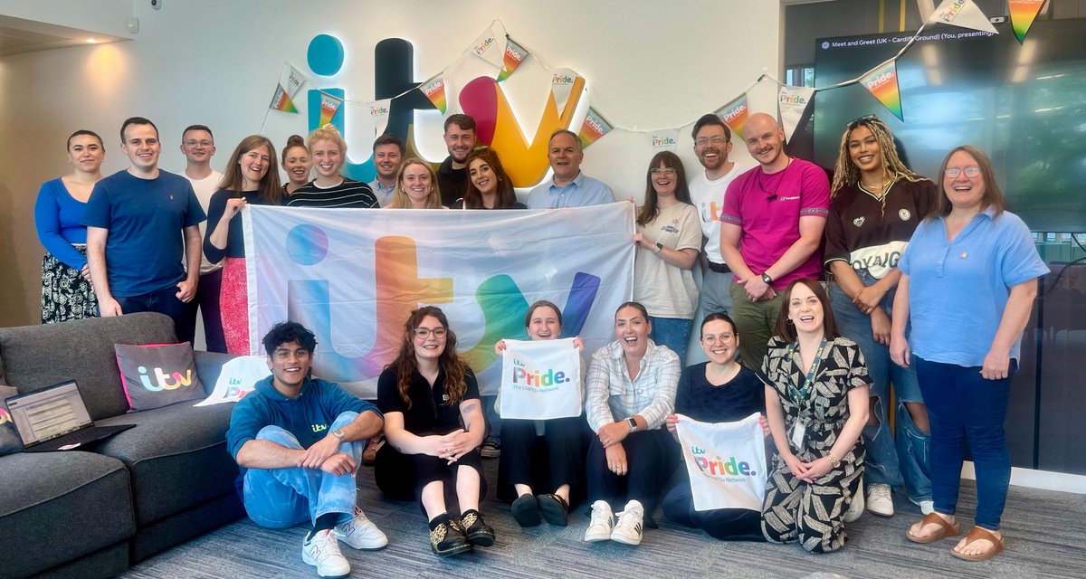 Today ITV comes together its fifth annual Pride Day 🏳️‍🌈

As a much loved day in our calendar, today reminds us all that inclusion is fundamental in everything we do at ITV.

Here's team <a href="/ITVCymruWales/">ITV Cymru Wales</a> coming together to support #ITVPrideDay 🌈📸 

<a href="/ITVForEveryone/">ITVForEveryone</a>