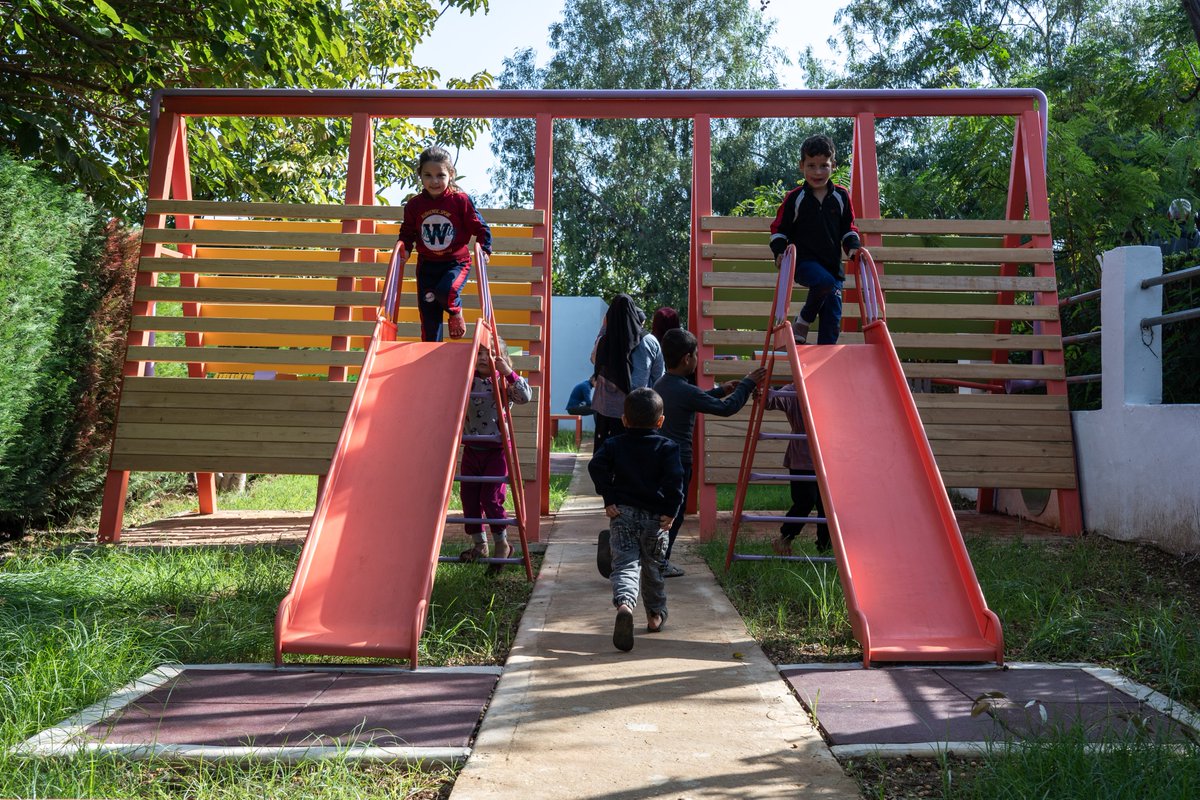 UNICEFLebanon's tweet photo. Today, we joined the Croatian Ambassador Bošnjak for the opening of an inclusive playground in Mhammara, 1 of 3 parks rehabilitated parks in #Lebanon. 
With the support of the Government of Croatia we're creating spaces where all children can learn and play together. https://t.co/Ru4E5uqkVQ