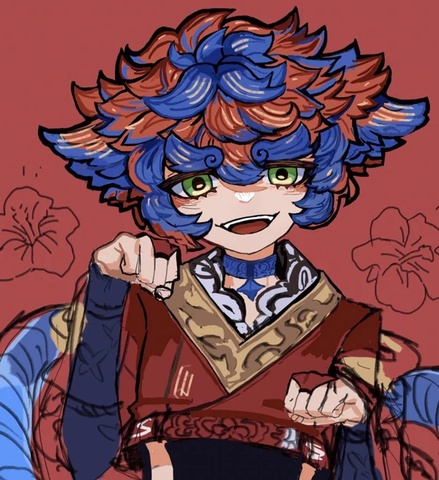これは途中まで描いてたシーサー君 