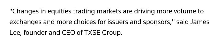 AInversorQC's tweet photo. 🇺🇲| #TXSE
BlackRock y Citadel Securities se unirán para crear TEXAS STOCK EXCHANGE #TXSE, de esta forma competirle a NASDAQ y NYSE
#TXSE ha levantado cerca de $120 Millones USD y durante el año registrará los documentos ante la SEC - Securities and Exchange Commission https://t.co/U7ECwDc1dg