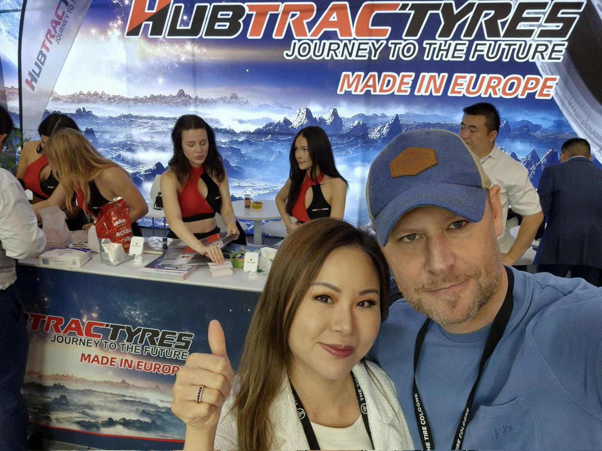 grippymedia's tweet photo. Supporting my new bride at the @THETIRECOLOGNE and her #hubtrac stand, a subsidiary of @linglong_llit. #ttc2024 #thetirecologne #tires #tyres https://t.co/Roicgcq4Fr
