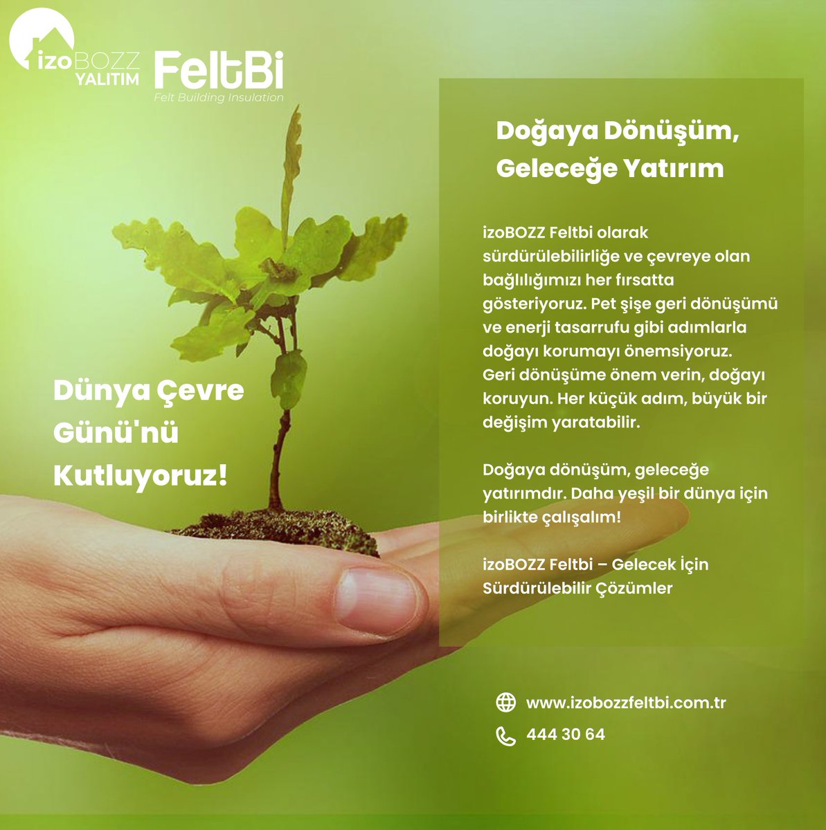 FeltBi's tweet photo. 🌍 Geri Dönüşümün Gücüyle Doğayı Koruyoruz! 🌱💚

izoBOZZ Feltbi keçeleri, geri dönüşümden elde edilen PET şişeler ve plastiklerin yeniden kullanılmasıyla üretiliyor. Hem çevreye duyarlı hem de teknik değerler olarak çok iddialı olan keçelerimiz ile doğamızı koruyoruz. 🌿💧 https://t.co/NRJPoFIJep