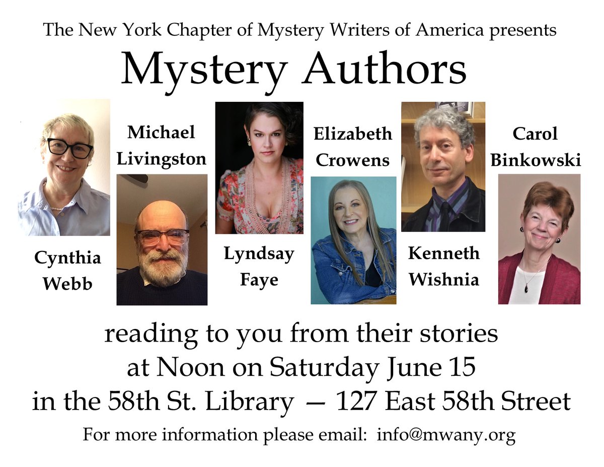 ECrowens's tweet photo. #NYPL #newyorkpubliclibrary #mystery #mysteryauthors #authors #readingevent #authorevent #june #newyork #newyorkcity #NYC #mwa #mysterywritersofamerica https://t.co/KuJCY51g0L