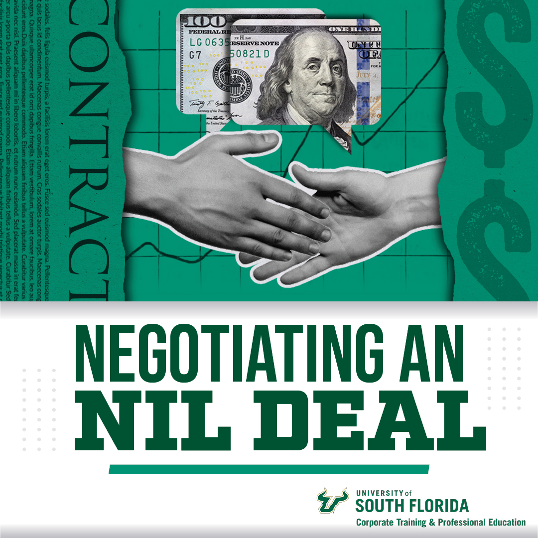 USFInED's tweet photo. Learn what it takes to land a NIL deal for your student-athletes with the USF Foundations of NIL Certificate program. 

Info: https://t.co/F5ywq4HDYX https://t.co/SWMIfTfQsH