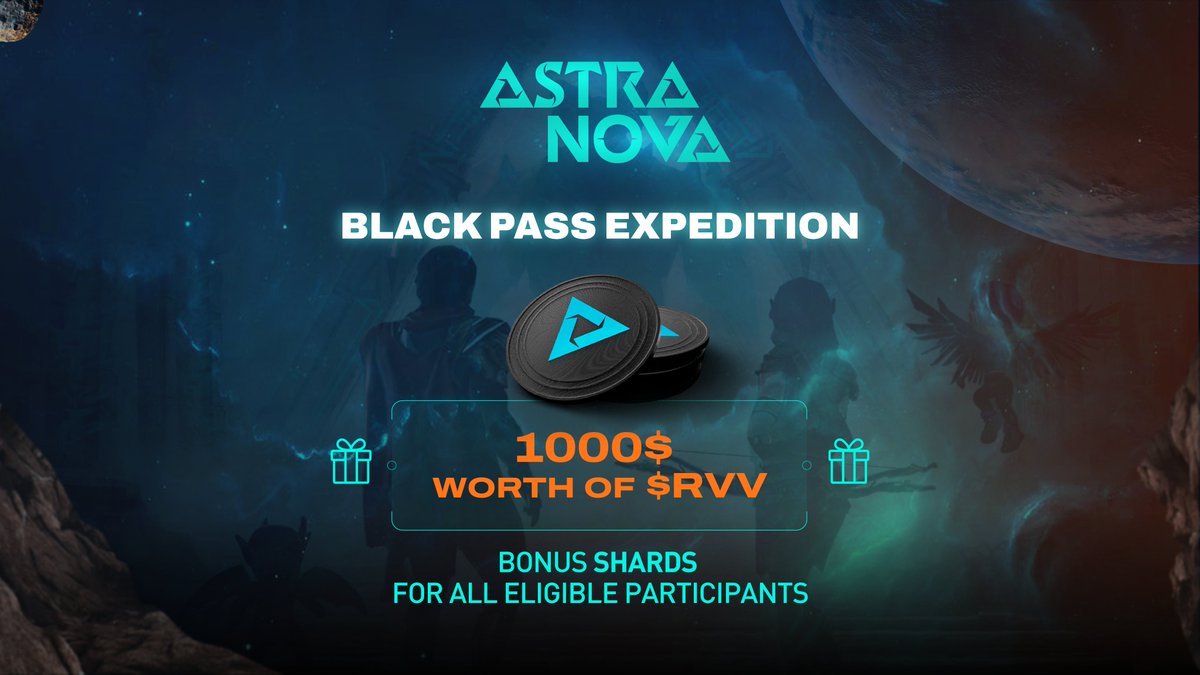 Space3_gg's tweet image. 🪐 @Astra__Nova, the revolutionary RPG co-created by &amp;amp; for gamers, drops a NEW MISSION on #Space3!  

🎁 Reward: 1,000U worth of $RVV  

Astra Nova is backed by Google Cloud's Web3 Accelerator &amp;amp; boasting over $1.6M in funding, empowers players with Black Passes and Shards.   

So…