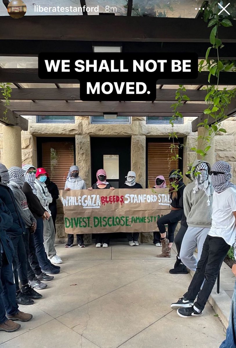 EliseJoshi's tweet image. BREAKING! Stanford students have occupied the President's Office. Stanford's endowment is the 3rd largest at $36B.

Stanford's student body voted 75% in favor of divestment but admin won't listen. This is exactly the energy we need. Way to go @StanfordSJP.