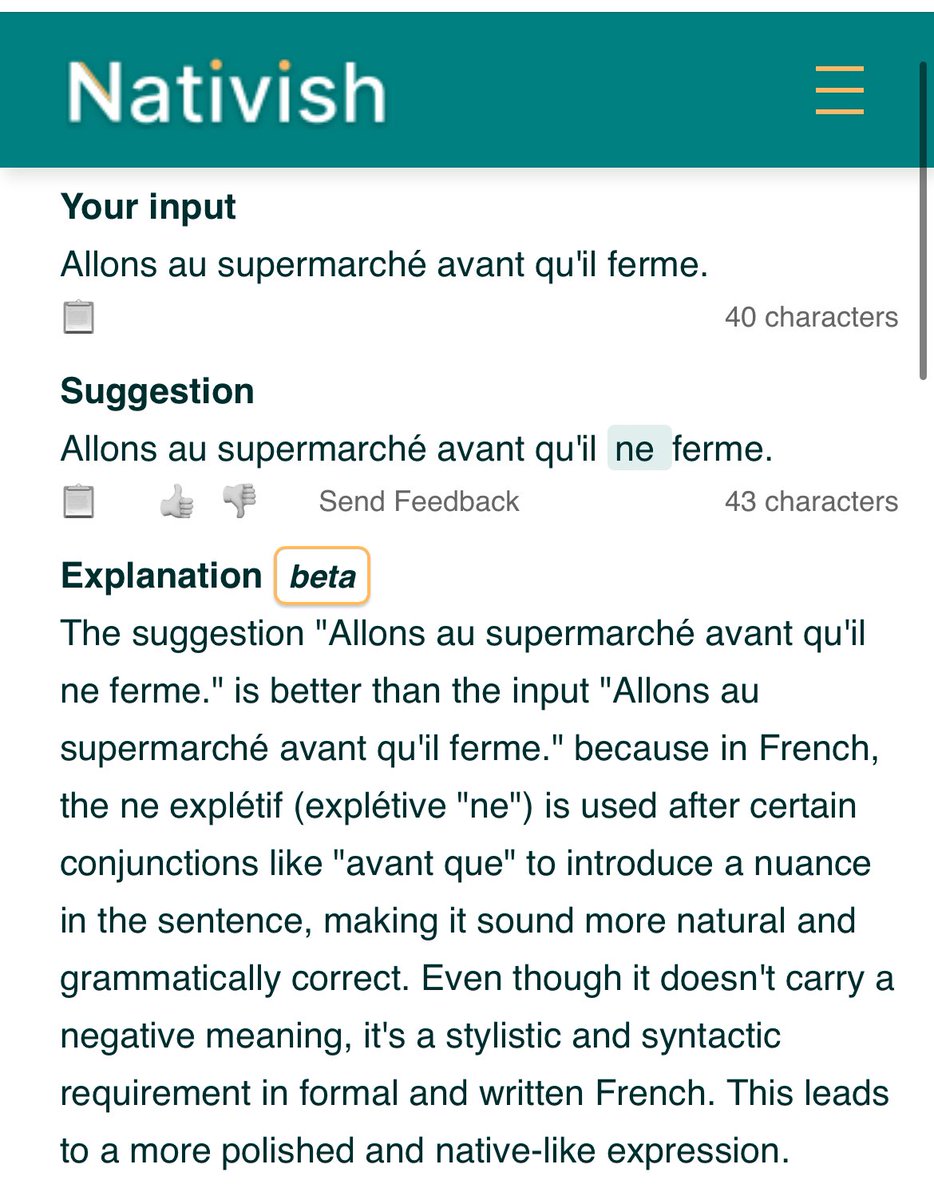 NativishApp's tweet photo. Did you know? In French, the expletive “ne,” typically used to convey a negative meaning, is also used with conjunctions like “avant que,” “à moins que,” and “de peur que.” There’s no negation there, but it’s necessary for the sentence to be correct!
#LanguaLearning #langtwt #French