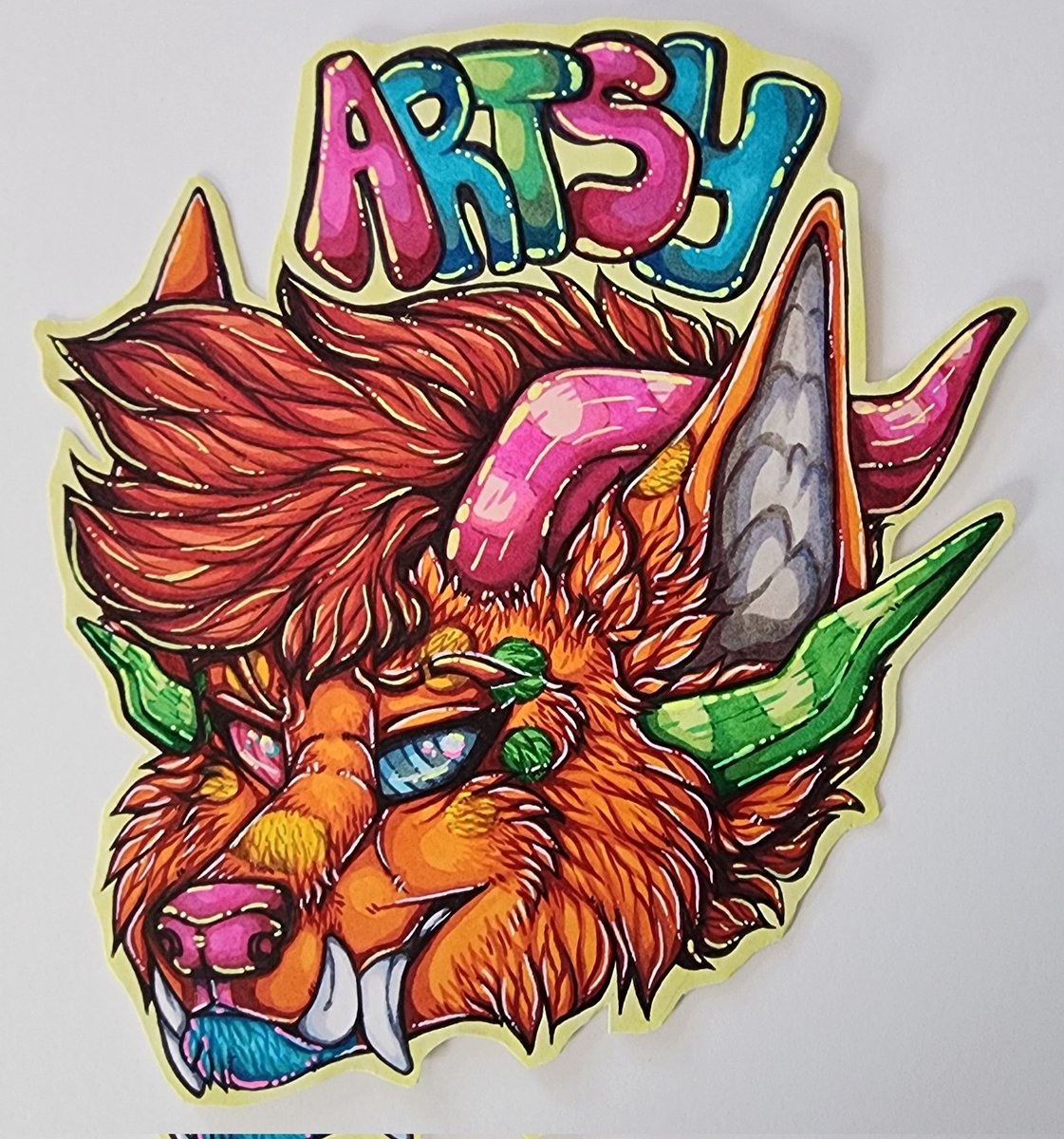 Nightspiritwing's tweet photo. Finished headshot badge commission for @YumMonsterSoup  ^_^ such a fun character! And I'm still open for commissions! https://t.co/w71ef2zTRX