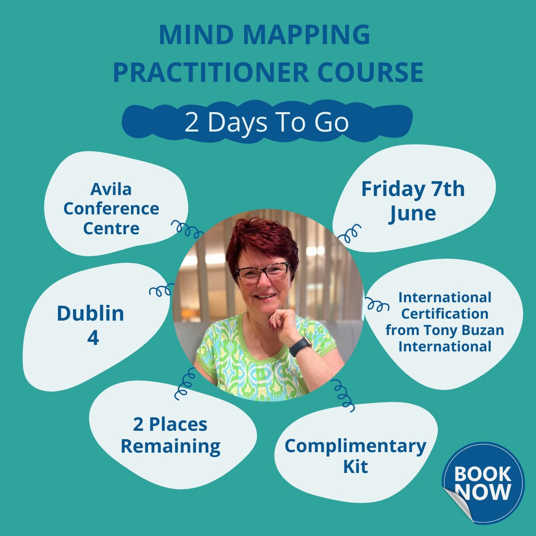 modonoghue11's tweet photo. There are only 2 places remaining on my mind mapping course taking place this Friday, 7th June in the Avila Conference Centre, Dublin 4! β°
Book your place at https://t.co/58G0rAw3Fn π±οΈ
#MindMapping #MindMappingCoach #MindMappingTraining #MindMappingWorkshop https://t.co/zJ9MX2eau7