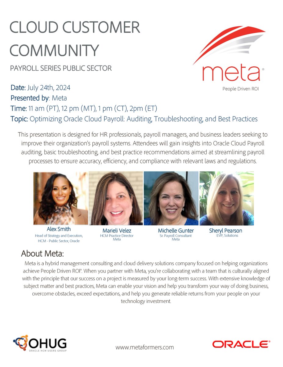 metaformers's tweet photo. We are excited to be supporting Oracle and OHUG with this presentation.  Details of how to register coming soon...... https://t.co/dTNIx2JSjQ