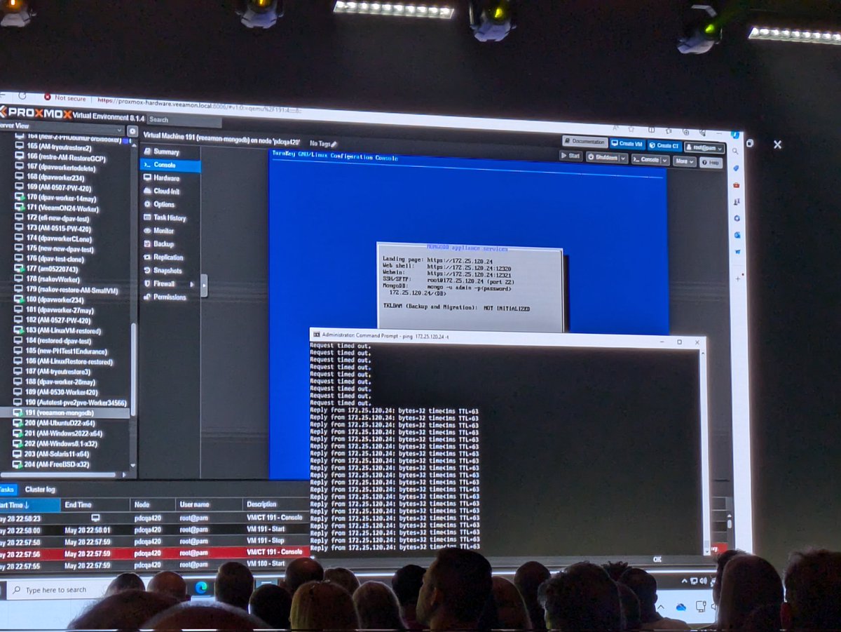 #veeamon you saw it here first, live at VeeamON. Proxmox backup!! On the demo we can see one of the best scenarios we are going to start seeing. Different hypervisor migration to Proxmox VE. Within seconds, perfect for DR, migration, testing, etc. awesome job <a href="/anthonyspiteri/">Anthony Spiteri</a>