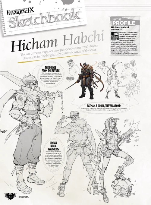 Thrilled to share that some of my sketches have been featured in the newest issue of Imagine FX Mag! ✍️🏽🎨 
#characterdesign #art #sketchbook 