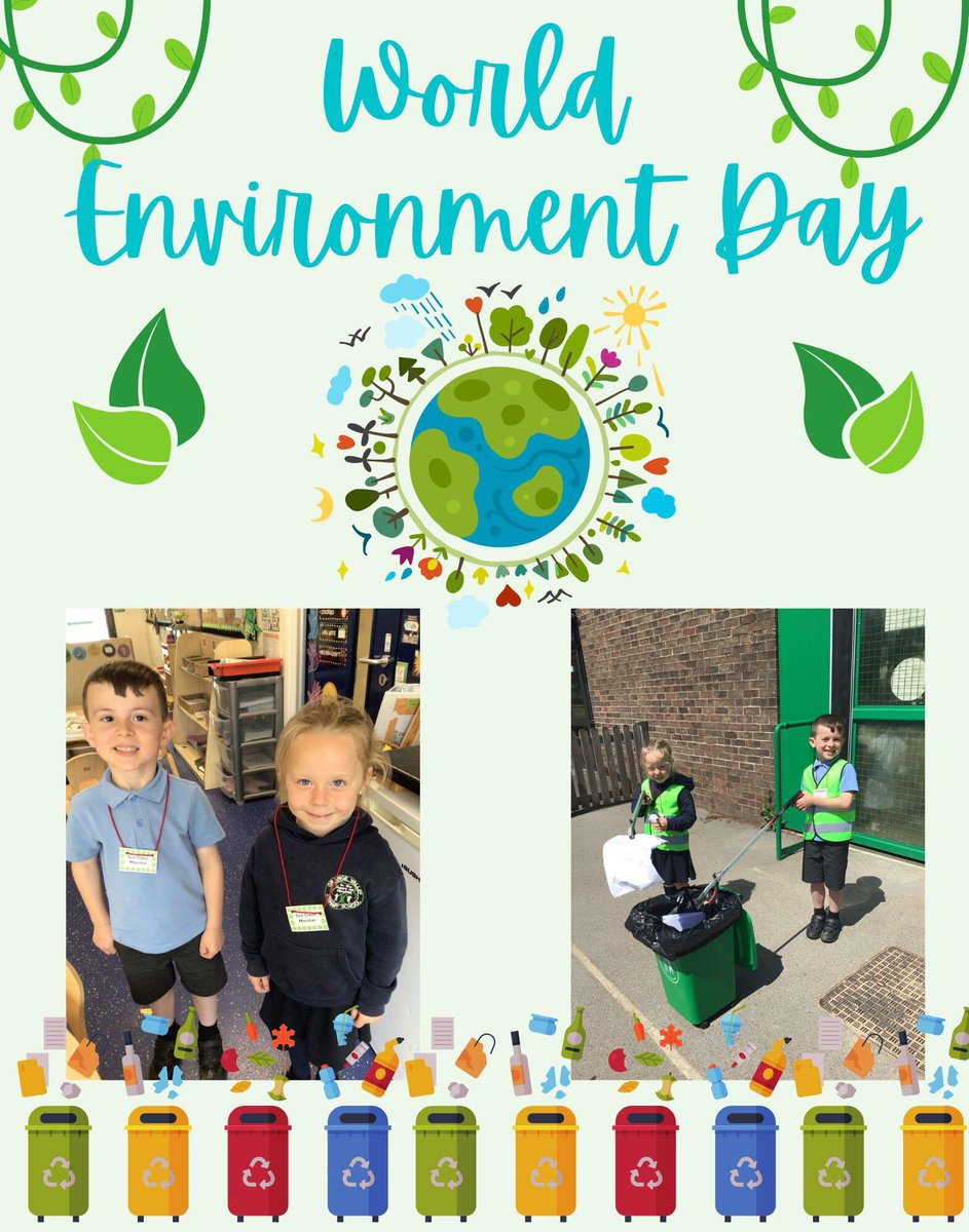 ReceptionGV's tweet photo. Today is World Environment Day and we elected two eco monitors for our class; Albie and Rosie. They have a very important job to keep our Reception environment clean and tidy and to remind others to recycle as much as possible. 🌎♻️ #POWERScurriculum #WorldEnvironmentDay‌ https://t.co/hOWJDl8IxB