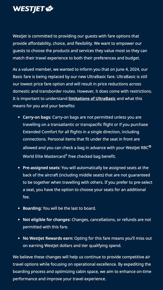 GarrettGaudet's tweet photo. An interesting timing of the Air Canada announcement, only one day after WestJet announced their UltraBasic fare. 👀 https://t.co/B4wc2Lyfd0