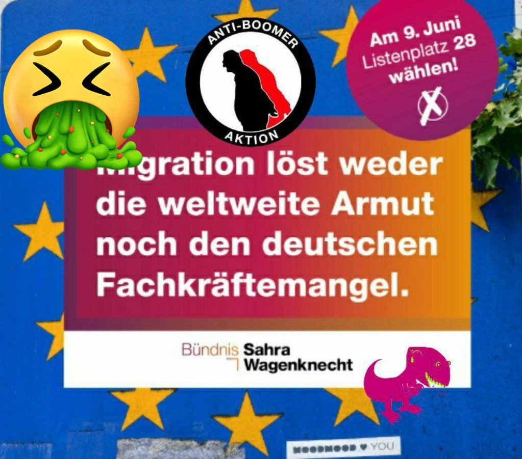 reclaimrosalux1's tweet photo. morgen ist es so weit! #b0606 #wagenknecht kommt nach berlin 🥳 wir treffen uns 18:00 zw neptunbrunnen &amp; fernsehturm für eine gefährder*innen-ansprache 😂😂😂

machen wir sahras letzten #wahlkampf-auftritt unvergesslich!
skurille #minderheiten 4 ever! 😚
#NoQuerfront 
#Europawahl https://t.co/GF5NXiiqer