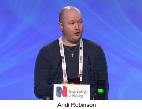 RCNEastMids's tweet photo. Our @theRCN East Midlands members Andi Robinson @Andi_RNC and nursing student Amber Fletcher @StN_Fletcher from @RCNjusticeforum reflect on the risks and opportunities of digitised patient records at #RCN24 Congress this afternoon. https://t.co/1tSsLp6Zjf