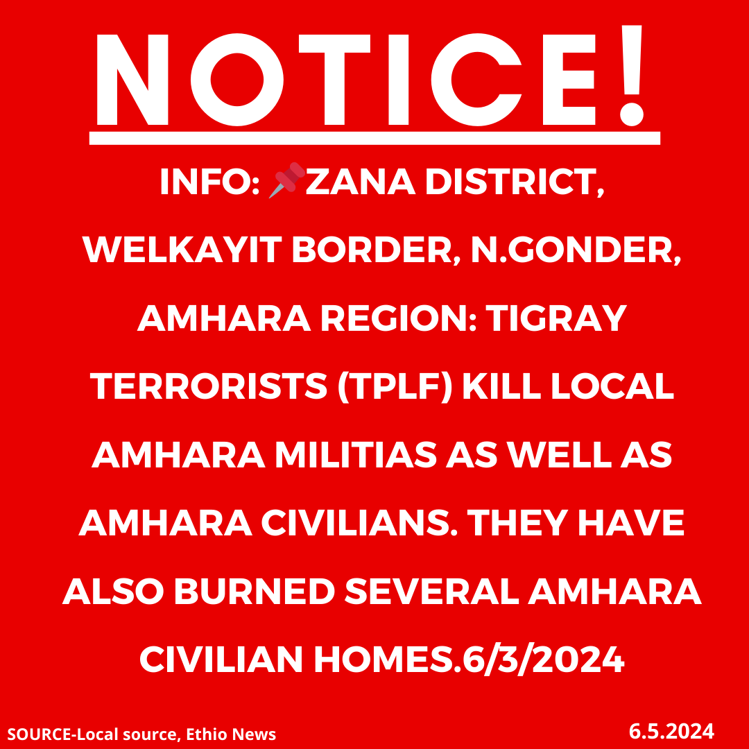 xotrinx1's tweet photo. INFO: 📌Zana district, Welkayit border, N.Gonder, Amhara region: Tigray terrorists (TPLF) kill local Amhara militias as well as Amhara civilians. They have also burned several Amhara civilian homes.6/3/2024

#Ethiopia #Xotrin #AmharaRegion #FanoForces #Gonder #Gojam #Wello #Shewa #AmharaResistance #AmharaGenocide #OromoENDF