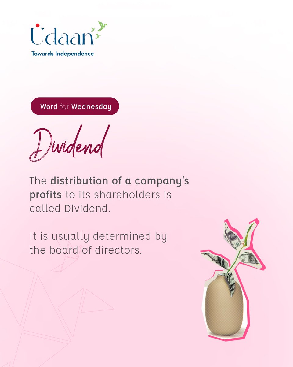 __Udaan's tweet photo. Dividends: When the company you own shares of - makes profit, you too earn a part of it! https://t.co/nRUKFNEL2q