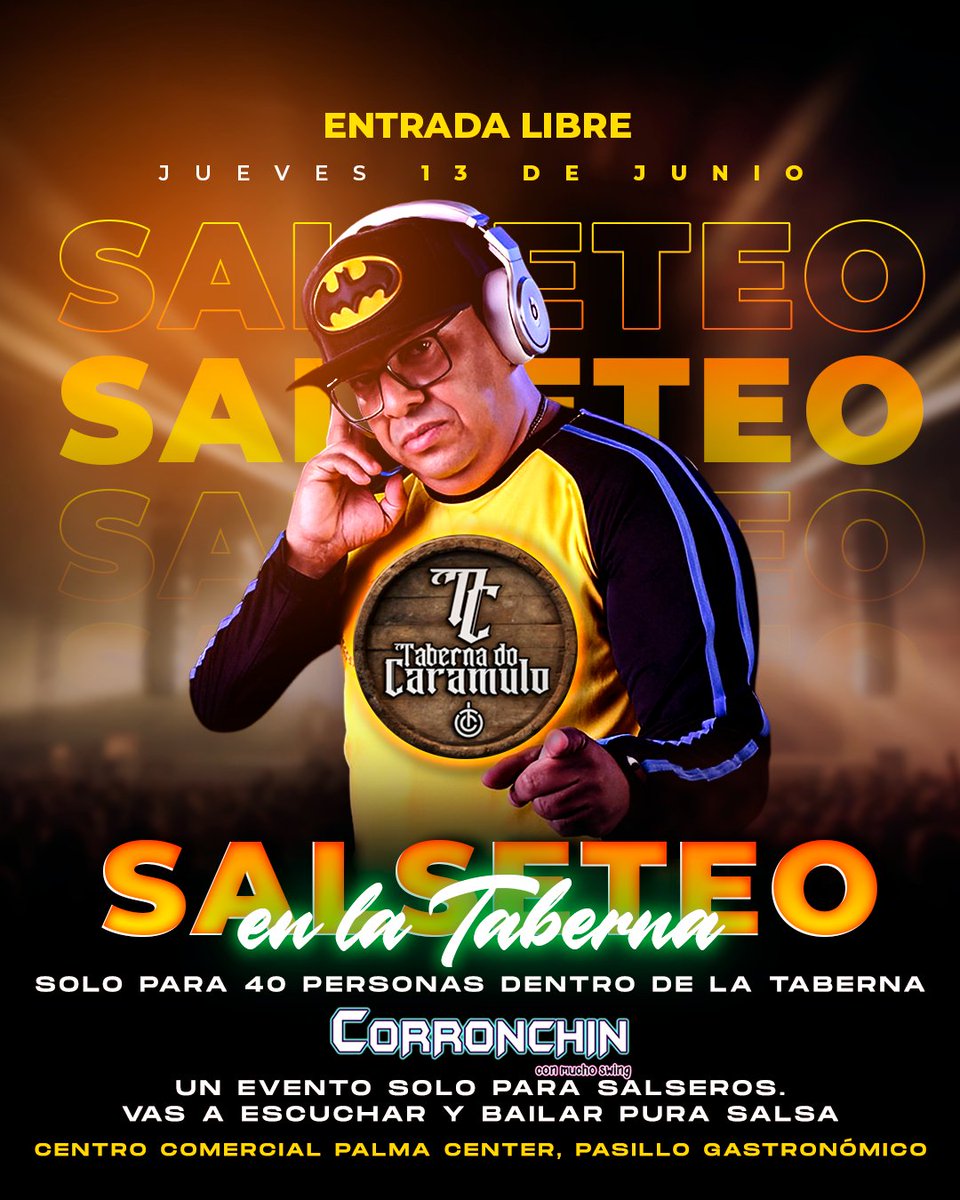 SALSEROS DE LA VICTORIA NOS VEMOS ESTE JUEVES 13 DE JUNIO EN LA TABERNA DO CARAMULO EN EL CENTRO COMERCIAL PALMA CENTER LA VICTORIA ESTADO ARAGUA. SOLO PARA 40 MELOMANOS DE LA SALSA. ENTRADA LIBRE SOLO POR RESERVACION SALSA DESDE LAS 6PM. CON DJ CORRONCHIN EL DEL MUCHO SWING.