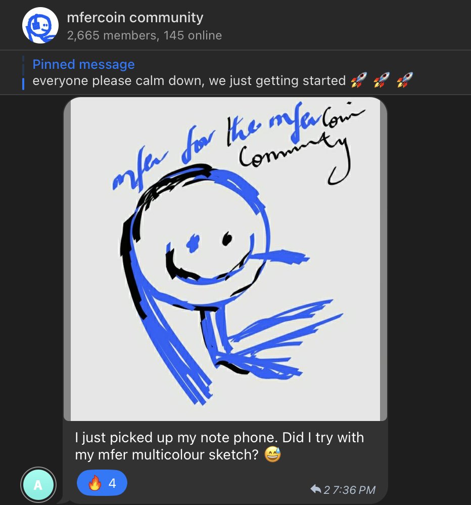 seeing signs that $mfer community has some talent in them 🤌🖼️🌏-'

t.me/mfercoincommun…