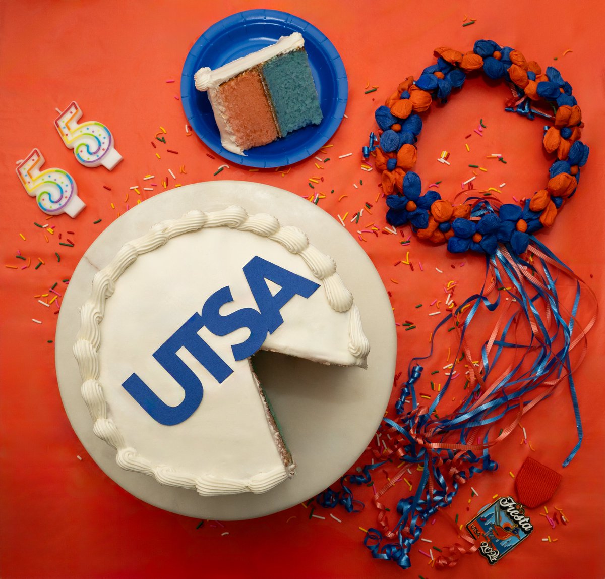 UTSA's tweet photo. It’s time to blow out the candles, we’re 55 today! 🥳

#UTSA https://t.co/1effy31GOr
