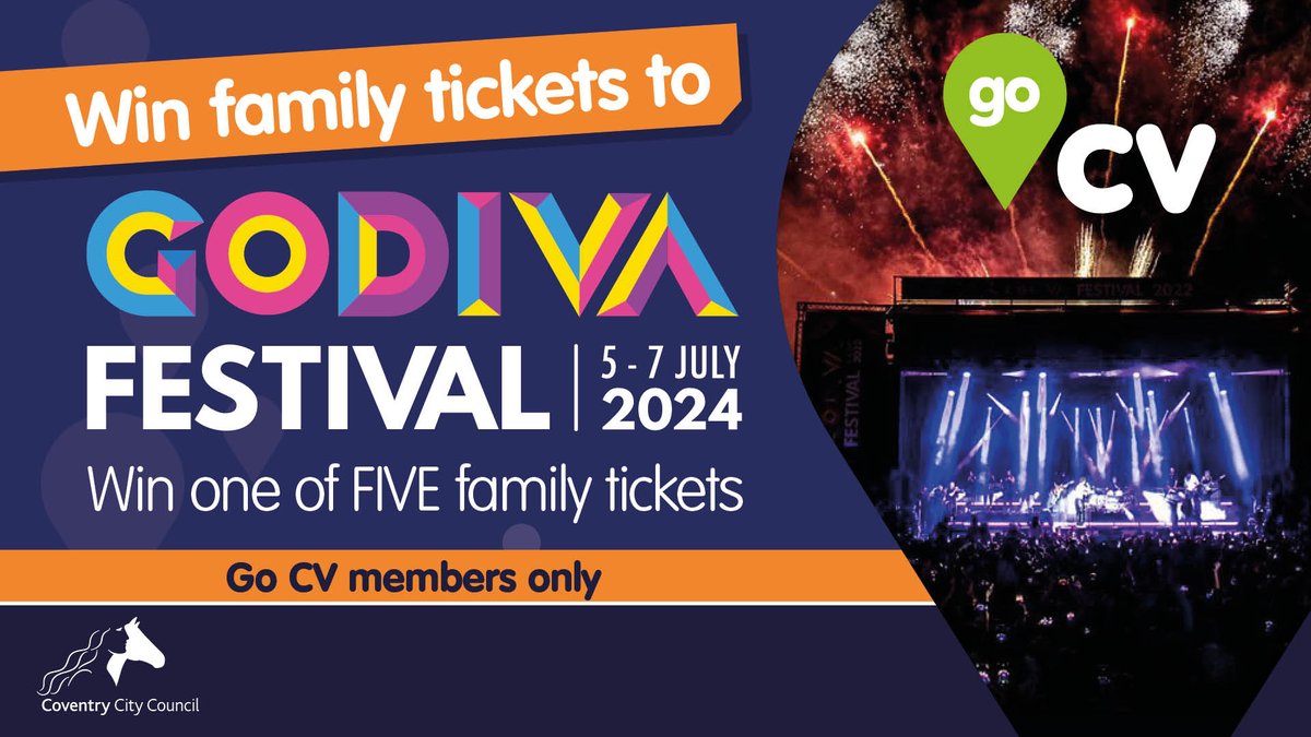 GoCVcard's tweet photo. ๐ช WIN one of FIVE family weekend tickets for @godivafestival with #GoCV
โ ๏ธ You need to have a fully validated Go CV account to enterโผ๏ธ
Coventry residents sign-up here โก๏ธ https://t.co/VKmoT2pBR8
ENTER - https://t.co/Tz8sw4u89Y
See website for T&C's. https://t.co/e95ssmbeRp
